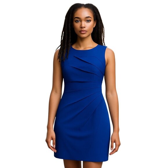 Calvin Klein Womens Royal Blue Sleeveless Sheath Dress SZ 8 Old Money Preppy - Picture 1 of 9